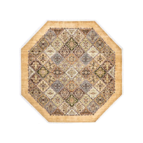 8 ft. x 10 ft. Yellow Mogul Oriental Wool Indoor Area Rug