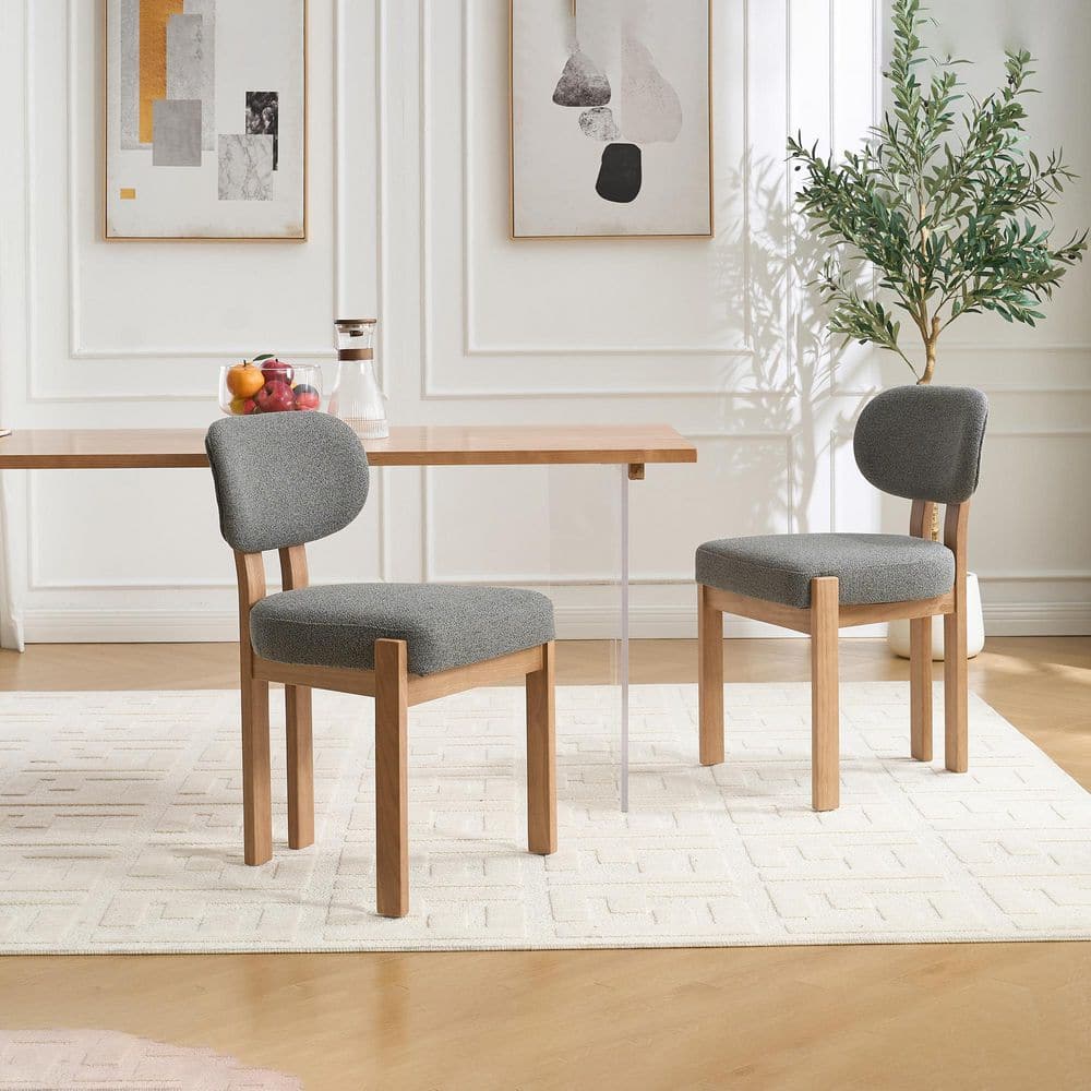 Norseman Farmhouse Grey+Brown Fabric Upholstered Dining Chairs with Wood Legs, (Set of 2) price history on PriceWatchPro