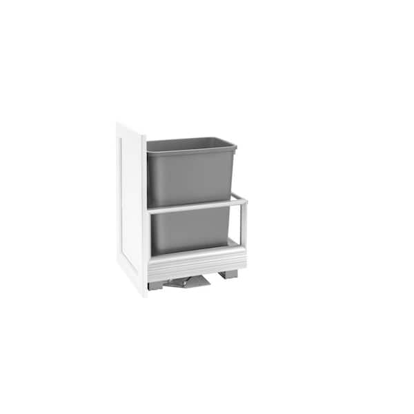 Rev-A-Shelf Single 35 Qt. Pull-Out 18 in. D Brushed Aluminum and Silver Waste Container with Rev-A-Motion