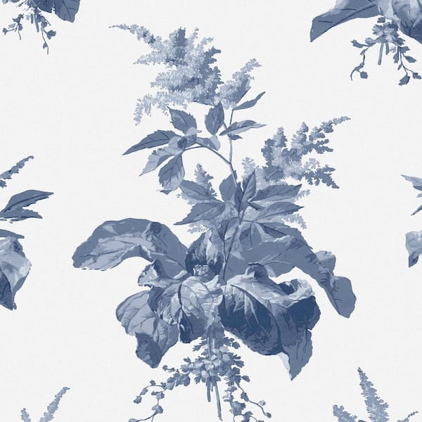 Laura Ashley Narberth Midnight Seaspray Blue Removable Wallpaper Sample