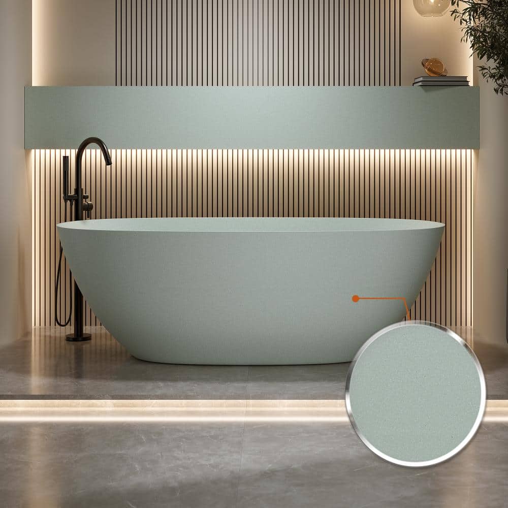 65 Inch Freestanding Stone Resin Tub, Modern Solid Surface Bathtub with Easy Installation price history on PriceWatchPro