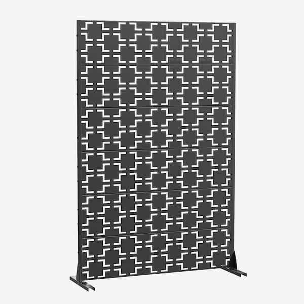 72 in. H x 47 in. W Set of 2, Rectanglar Black Outdoor Metal Privacy Screen Garden Fence Wall Decor