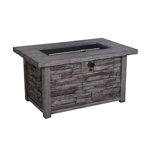 43.5 in. 50,000 BTU Rectangular Outdoor Propane Gas Brown Fire Pit Table with Lava Rock and Waterproof Cover