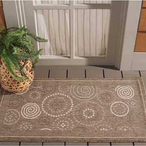 Courtyard Brown/Natural Doormat 2 ft. x 4 ft. Border Indoor/Outdoor Patio Area Rug