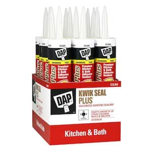 Kwik Seal Plus 10.1 oz. Clear Premium Kitchen and Bath Siliconized Caulk (12-Pack)