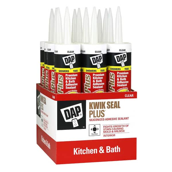 DAP Kwik Seal Plus 10.1 oz. Clear Premium Kitchen and Bath Siliconized Caulk (12-Pack)