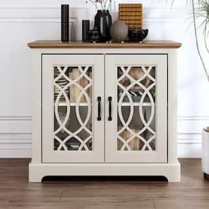 Raccon Ivory with Knotty Oak Accent Cabinet with 2 Doors
