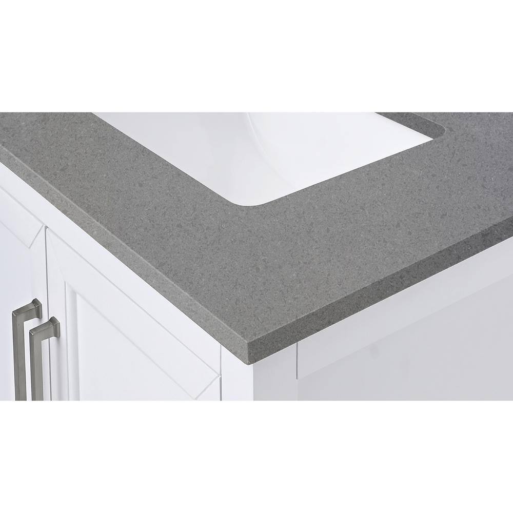 31'' Gray Quartz Single Bathroom Vanity Top with White Sink