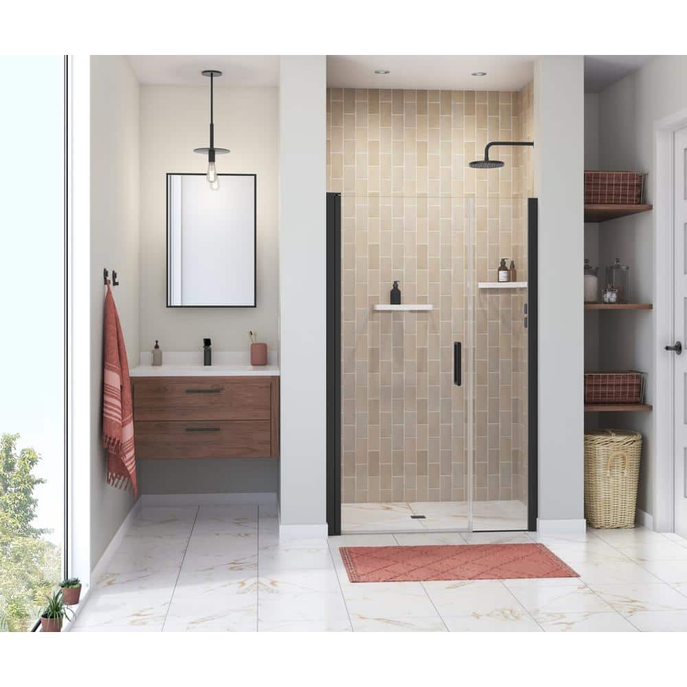 Manhattan 45 in. to 47 in. W x 68 in. H Frameless Pivot Shower Door with Clear Glass in Matte Black price history on PriceWatchPro