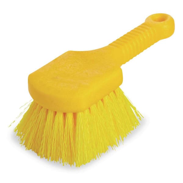 Rubbermaid Commercial Products 8 in. L Handle Scrubbing Pad Brush, Yellow/Gray (6-Count)