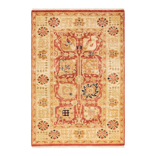 Solo Rugs Eclectic One-of-a-Kind Contemporary Red 3 ft. 2 in. x 4 ft. 7 in. Oriental Area Rug