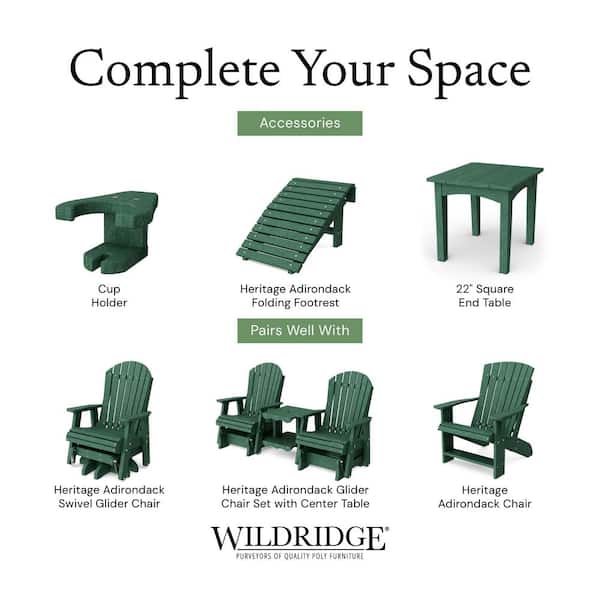 Wildridge Heritage Turf Green Plastic Outdoor Child Adirondack