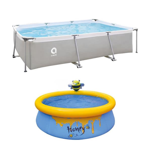 JLeisure 10' x 6.5' Rectangular Steel Frame & Bee Spray Swimming Pool (2 Pack)