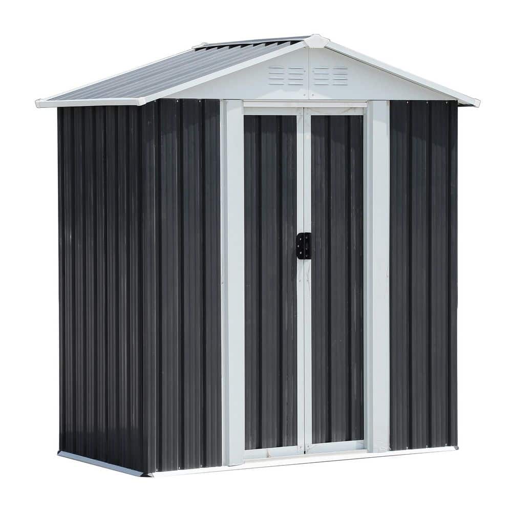 5.2 ft. W x 2.8 ft. D Grey Outdoor Metal Shed, Garden Shed, with Double Doo