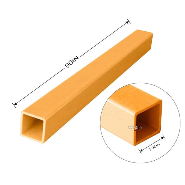 96 in. x 2 in. x 1/8 in. FRP Composite Square Fence Post���Yellow