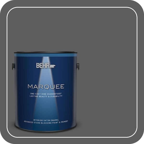 BEHR MARQUEE 1 gal. #N520-6 Asphalt Gray One-Coat Hide Satin Enamel Interior Paint & Primer