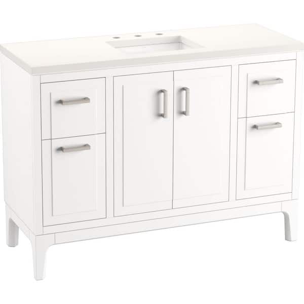 Seer 48.12in. Single Sink Freestanding White Bath Vanity with White Quartz Top Assembled