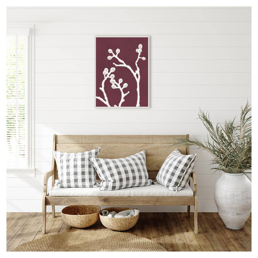 Eastern-Inspired Minimalist Plum Canvas Framed Wall Art 23 x 30