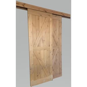 Double 38 in. x 84 in. Solid Core Unfinished Alder Wood Bypass Sliding Barn Door with Hardware Kit