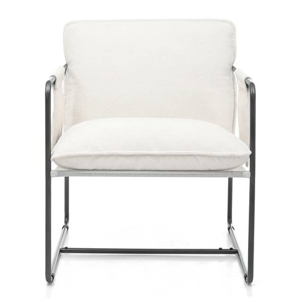 maocao hoom 2-Piece Black Metal Patio Conversation Set with White Cushions