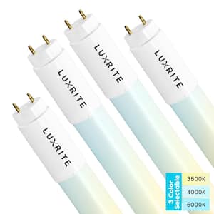 12-Watt 3 ft. Linear T8 LED Tube Light Bulb 3 Color Selectable Single and Double End Powered 1560 Lumens F25T8 (4-Pack)