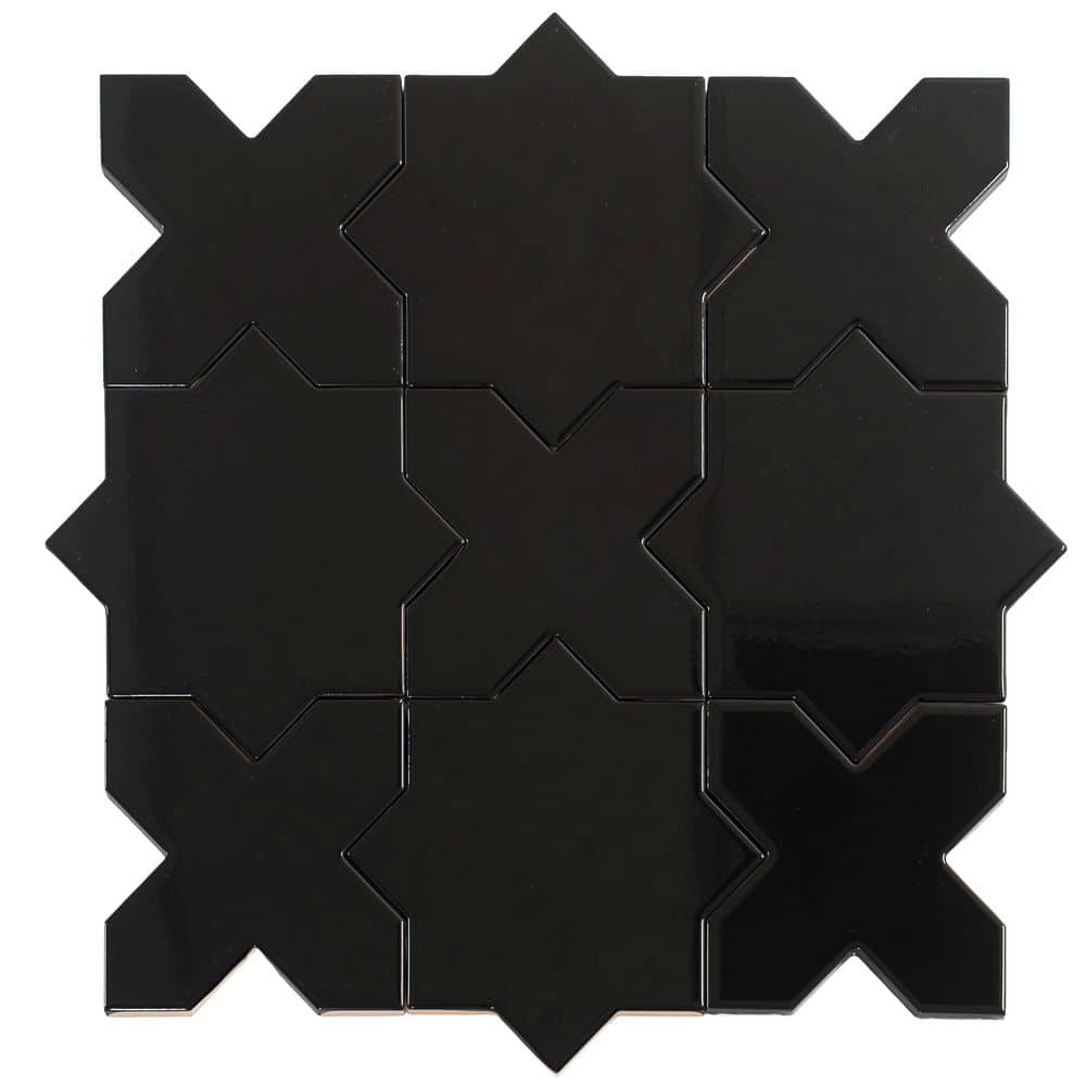 Siena 5.4 in. x 5.4 in. Black Star with Cross Glossy Ceramic Wall and Floor Tile (10.76 sq. ft./case, 54 Pack) price history on PriceWatchPro