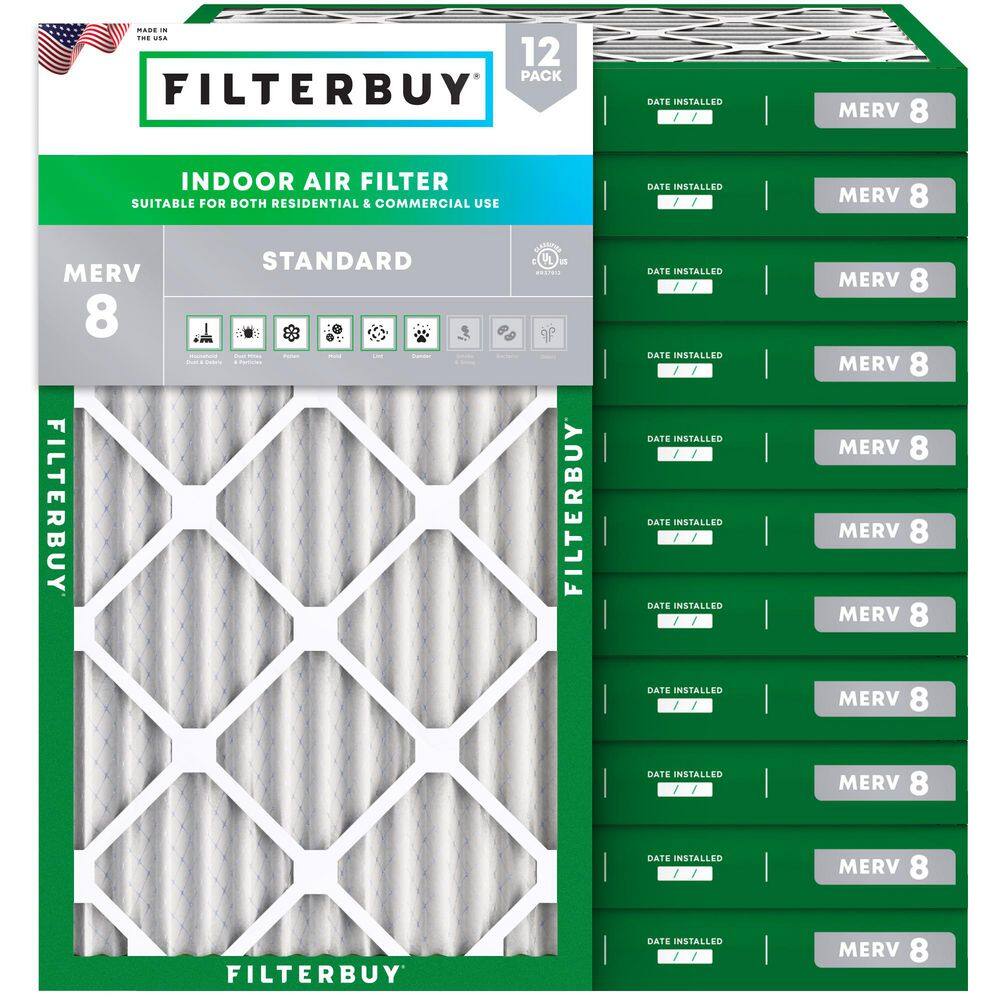 20 in. x 30 in. x 2 in. MERV 8 (FPR 5) Dust Defense Pleated HVAC AC Furnace Air Filters Replacement (12-Pack) price history on PriceWatchPro