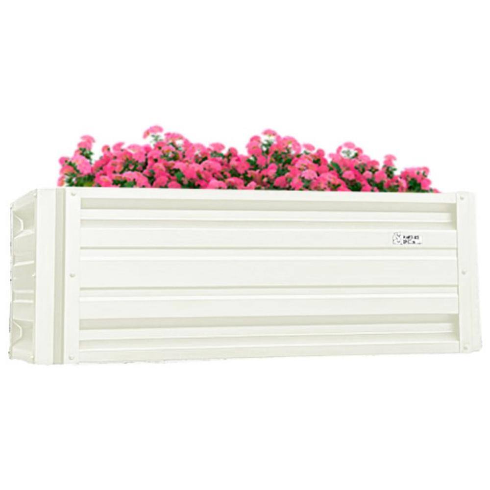 24 Inch By 48 Inch Rectangle Polar White Metal Planter Box PTTM2X4X18   Polar White Raised Planter Boxes Pttm2x4x18 Polarwhite 64 1000 