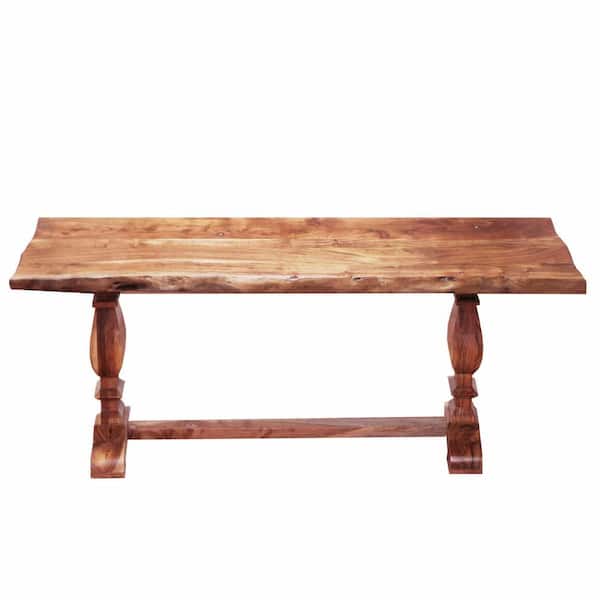 Unbranded Live Edge Gloss Brown/Chestnut 72 in. x 16 in. x 18.5 in. Wooden Bench