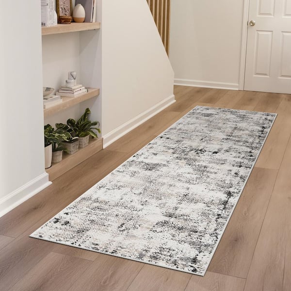 Alpha Beige 2 ft. x 8 ft. Abstract Indoor Area Rug