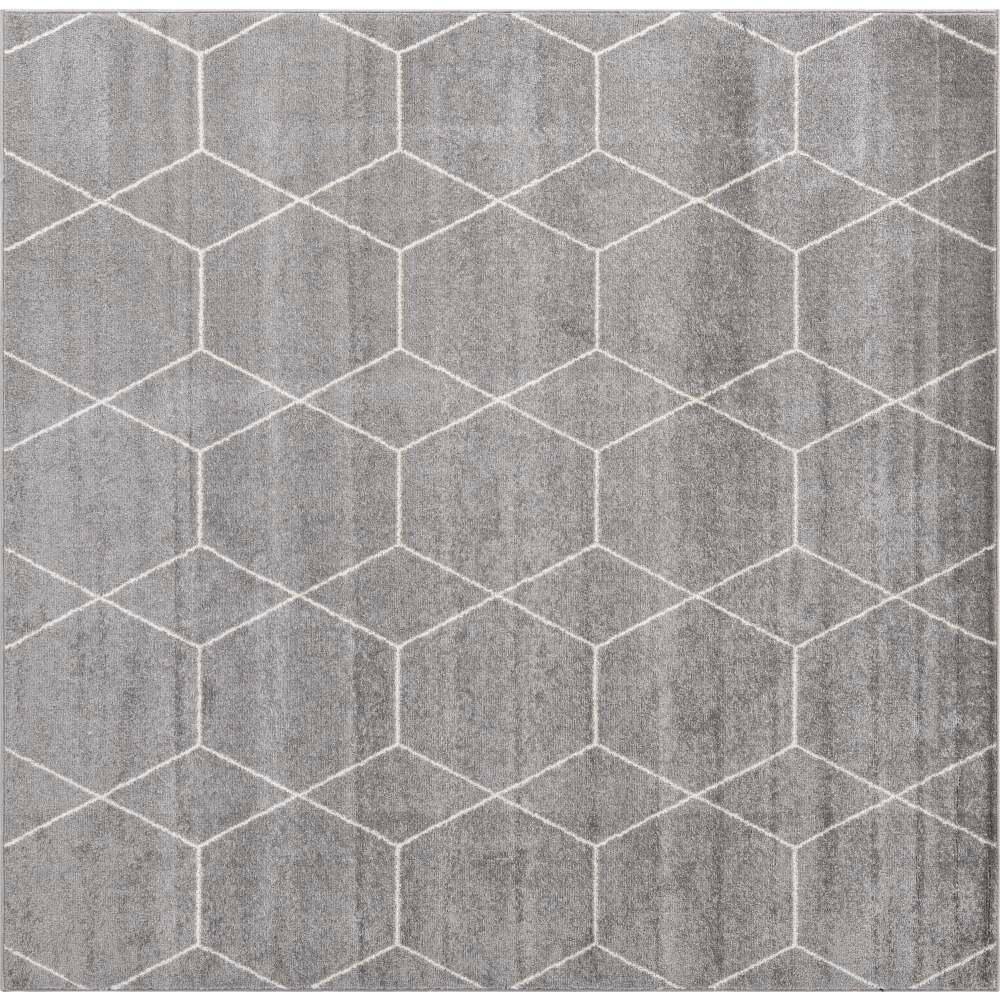 Unique Loom Trellis Frieze Geometric Light Gray 7 ft. 10 in. x 7 ft. 10