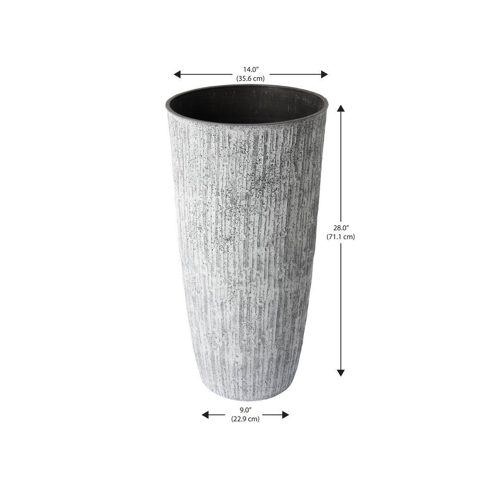 Tall White Bark Composite Planter with Drainage Holes