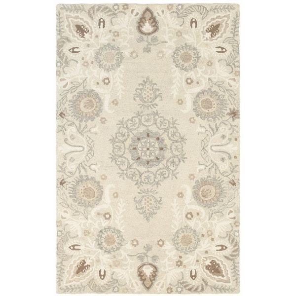 8 X 10 Sand Floral Washable Area Rug Runner Rug