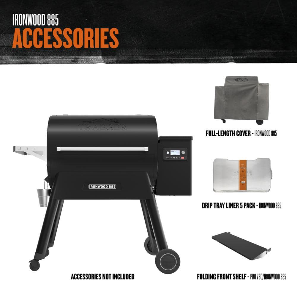 Ironwood 885 Smart Black Pellet Grill with Super Smoke Mode