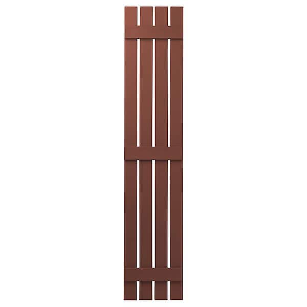 Ply Gem 16 in. x 71 in. Polypropylene 4 Board Open Board and Batten Shutters Pair in Red