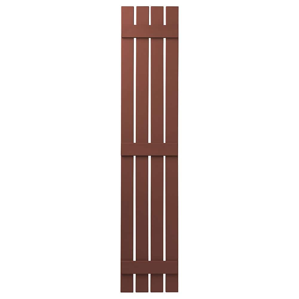 Ply Gem 16 in. x 75 in. Polypropylene 4 Board Open Board and Batten Shutters Pair in Red