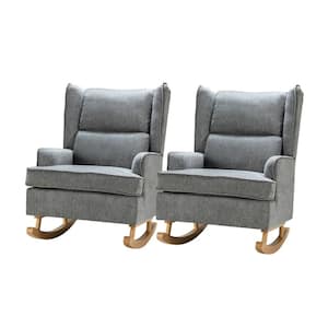 andres Grey Accent Rocking Chair with Solid Wooden Legs (Set of 2)