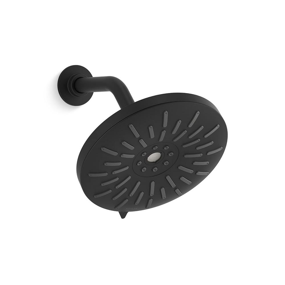 Kohler Bellerose 3 Spray Patterns 175 Gpm 8 In Wall Mount Fixed Shower Head In Matte Black K 9049