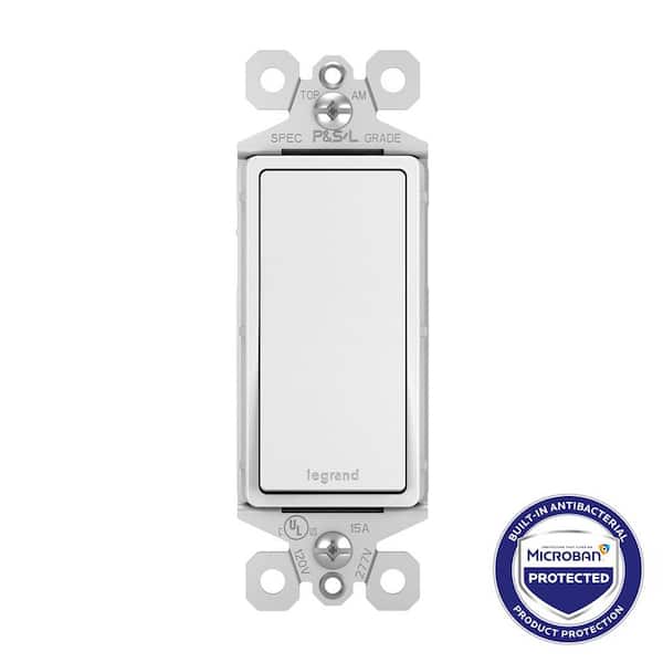 Legrand radiant 15-Amp 1-Pole Decorator/Rocker Light Switch with Microban Antimicrobial Protection in White