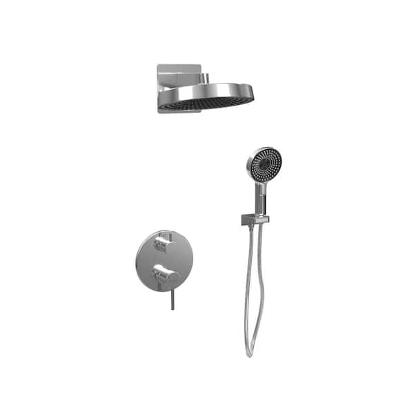 PULSE Showerspas Olimpia 3-Spray 2.5 GPM Wall Mounted Dual Shower and Hand Shower Combo with Pressure Balance Valve in Chrome