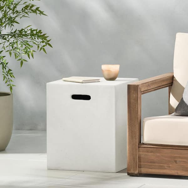 Mayfair Patio White MGO Outdoor Tank Holder Square Side Table