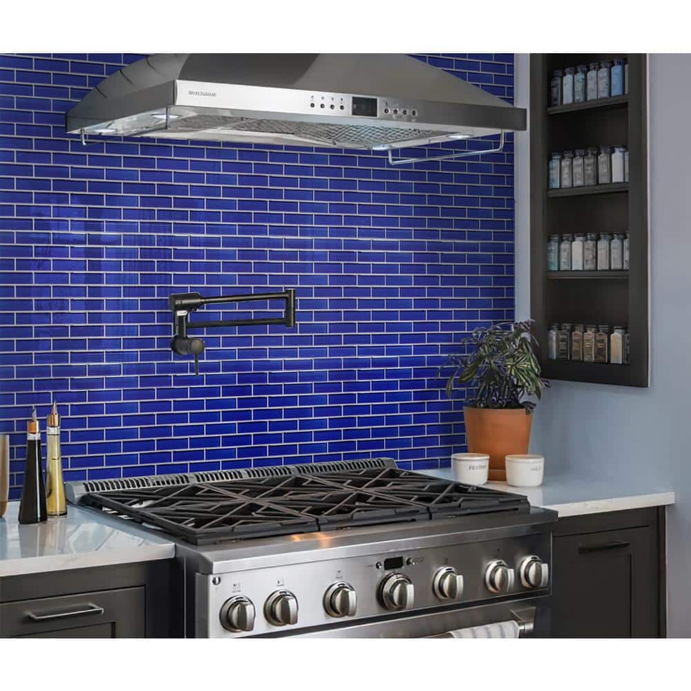 Cobalt Blue Polished Glass Mosaic Tile for Kitchen and Bathroom
