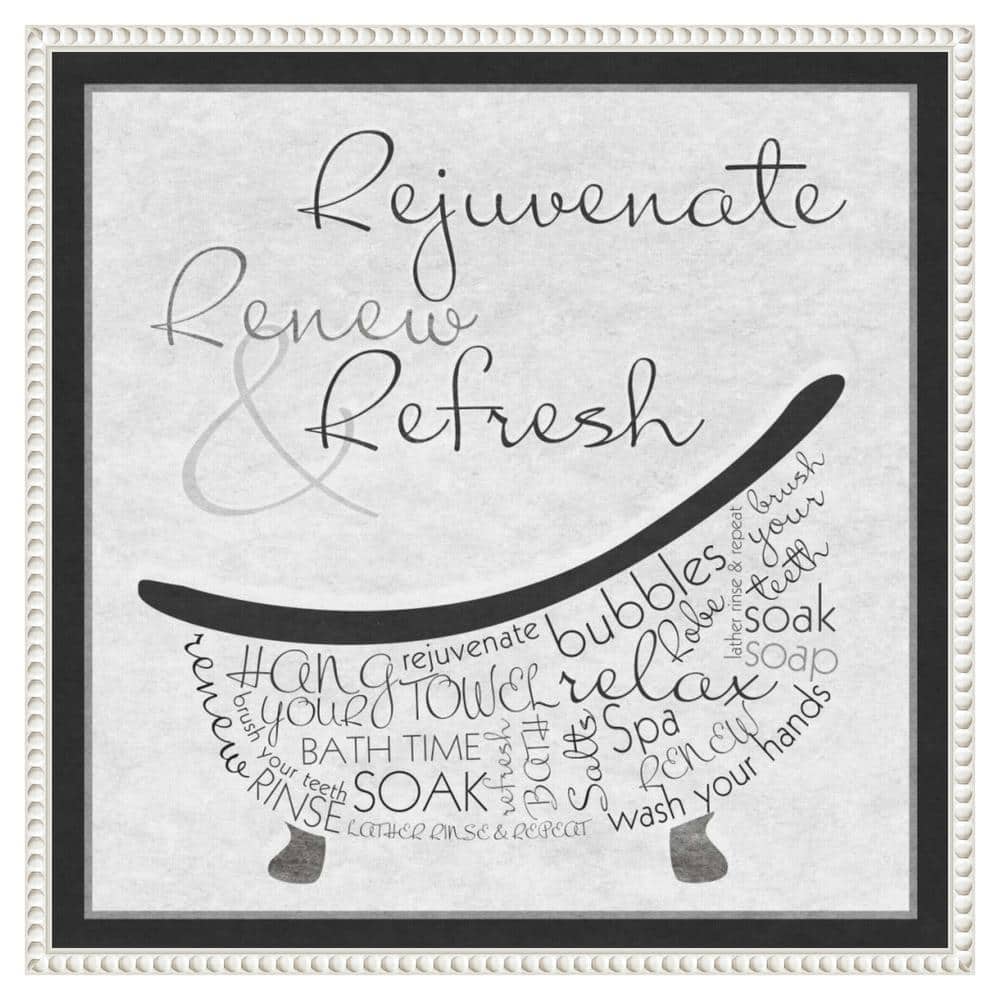22"x22" White and Black Canvas Bath Quote Framed Art