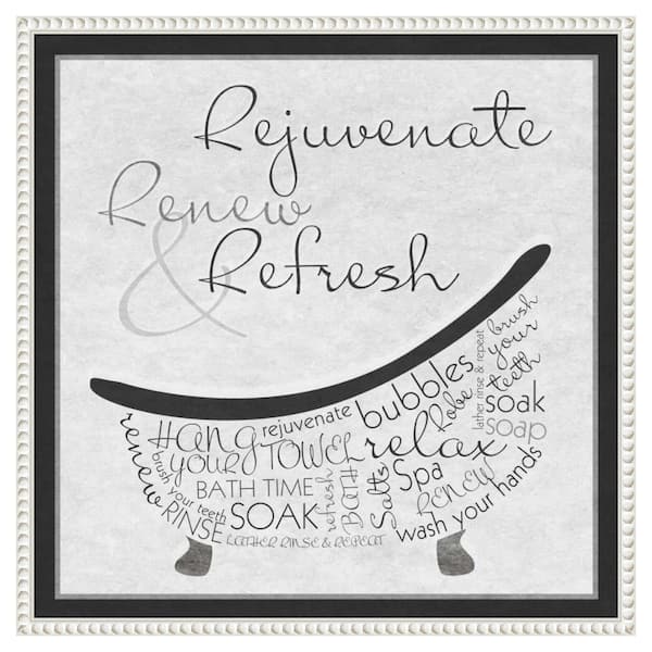 Amanti Art "Bath Time I" by SD Graphics Studio 1-Piece Floater Frame Giclee Typography Canvas Art Print 22 in. x 22 in.
