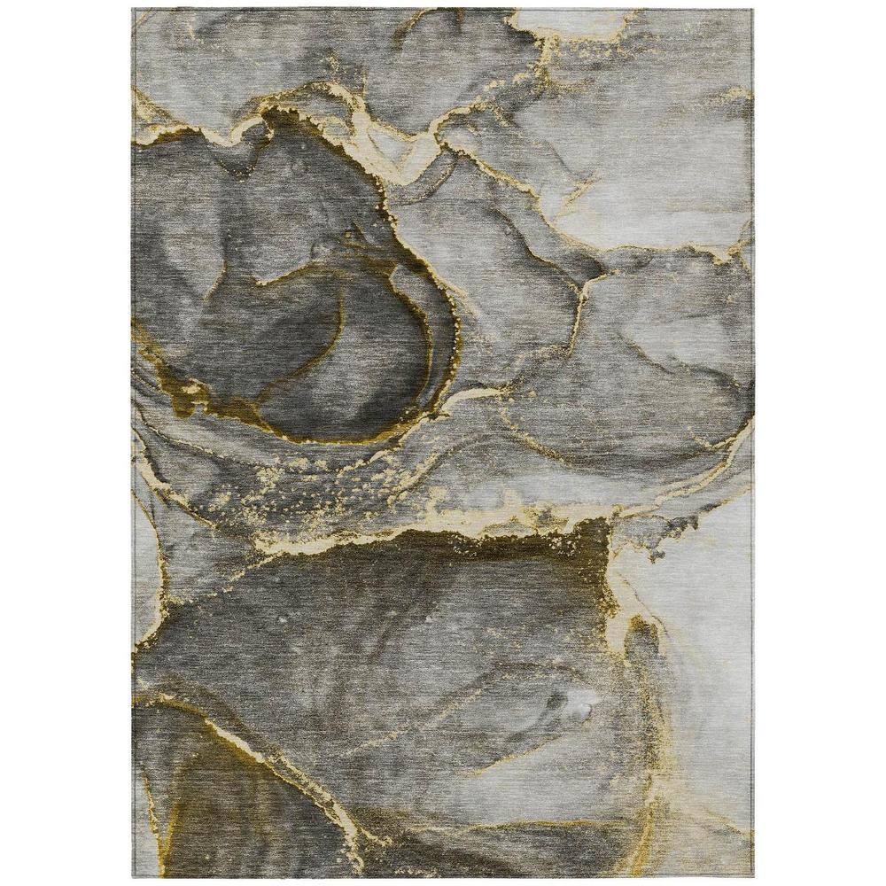 Gray and Gold 3 ft. x 5 ft. Woven Abstract Polyester Rectangle Indoor/Outdoor Area Rug price history on PriceWatchPro