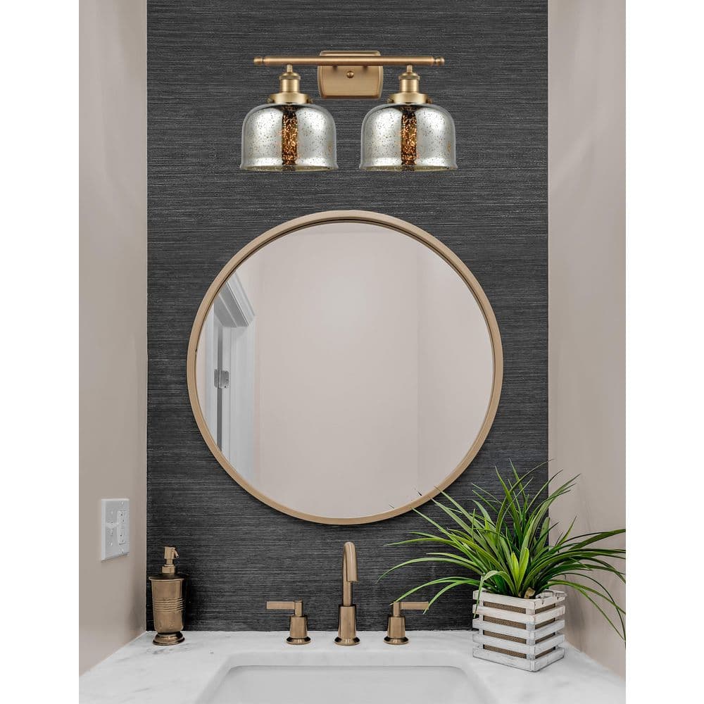 Bell 18 in. 2-Light Brushed Brass Vanity Light with Glass Shade price history on PriceWatchPro