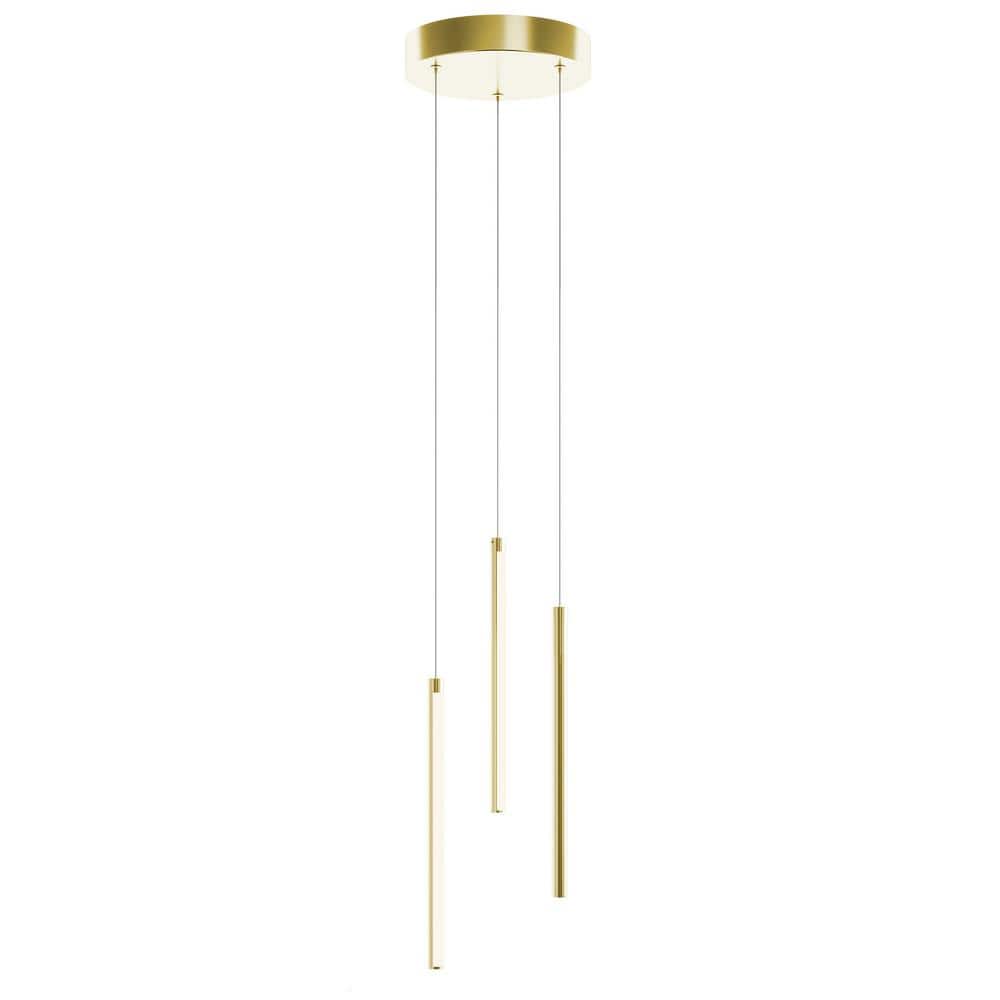 Rosemont 12.75-Watt 3-Light Satin Brass Shaded Integrated LED Pendant Light with White Acrylic Shade price history on PriceWatchPro