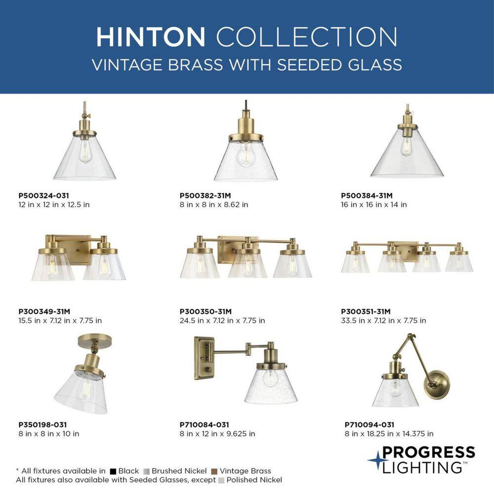 Vintage Brass 8" Seeded Glass Industrial Flush Mount Ceiling Light