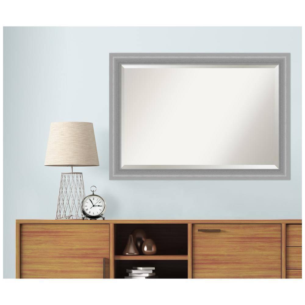 Elegance Polished Nickel 40.5" x 28.5" Rectangular Silver Wall Mirror