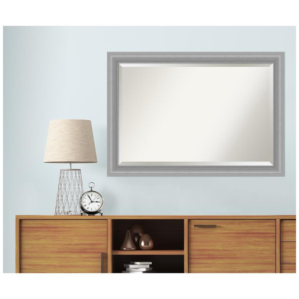 Elegance Polished Nickel 40.5" x 28.5" Rectangular Silver Wall Mirror